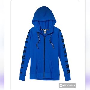 PINK VS Oversized Full Zip Up Hoodie Royal Blue & Black Logos